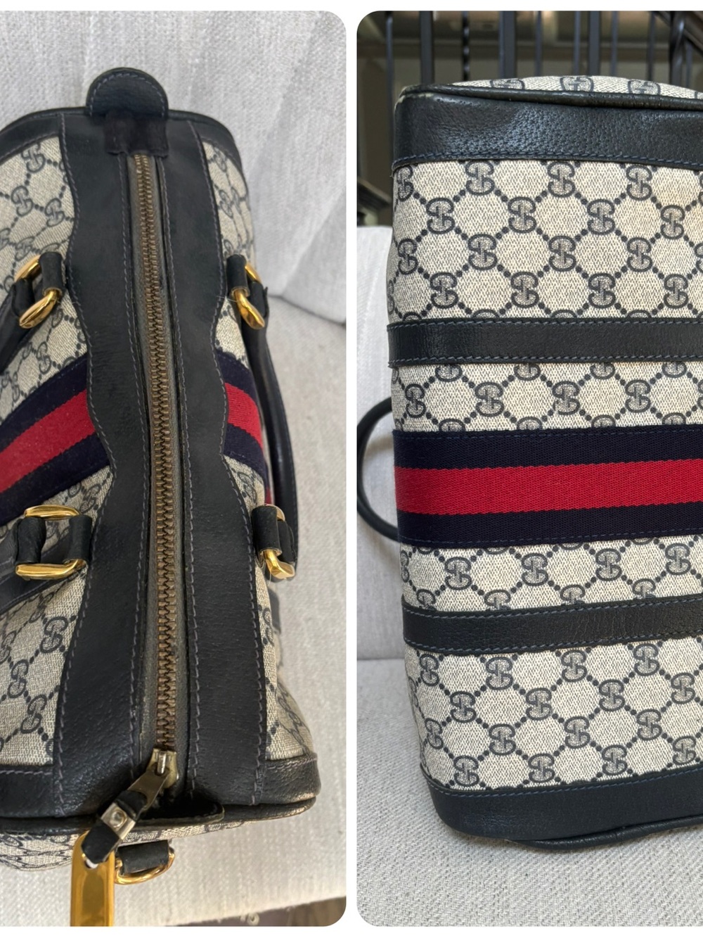 GUCCI GG Navy Monogram Boston Bag - Picture 6 of 15